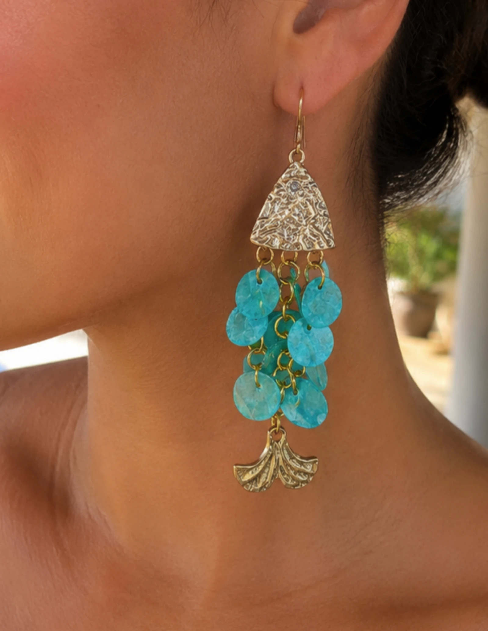 Pendientes 🐠 turquesas y dorados  – photo 3